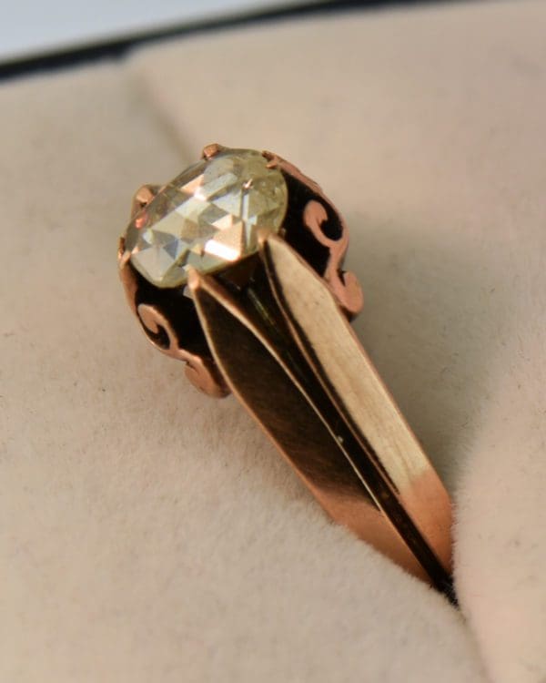 rose cut diamond rose gold solitaire engagement ring 2