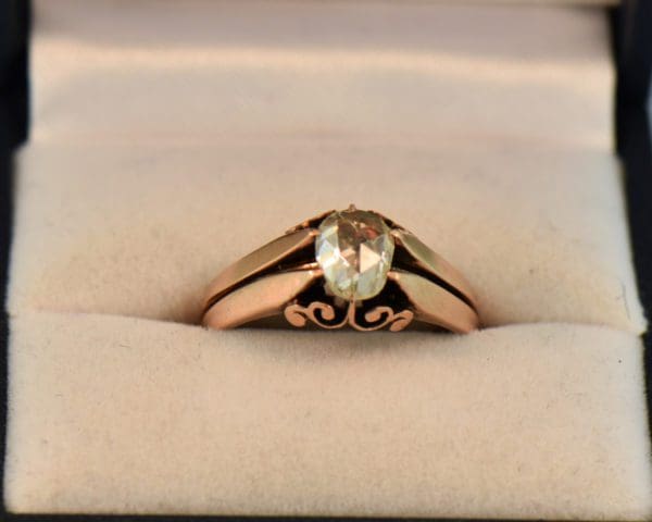 rose cut diamond rose gold solitaire engagement ring 4