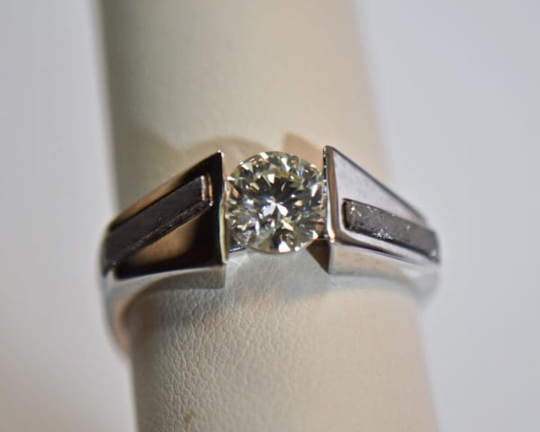 seans custom mens diamond ring with meteorite inlay 3