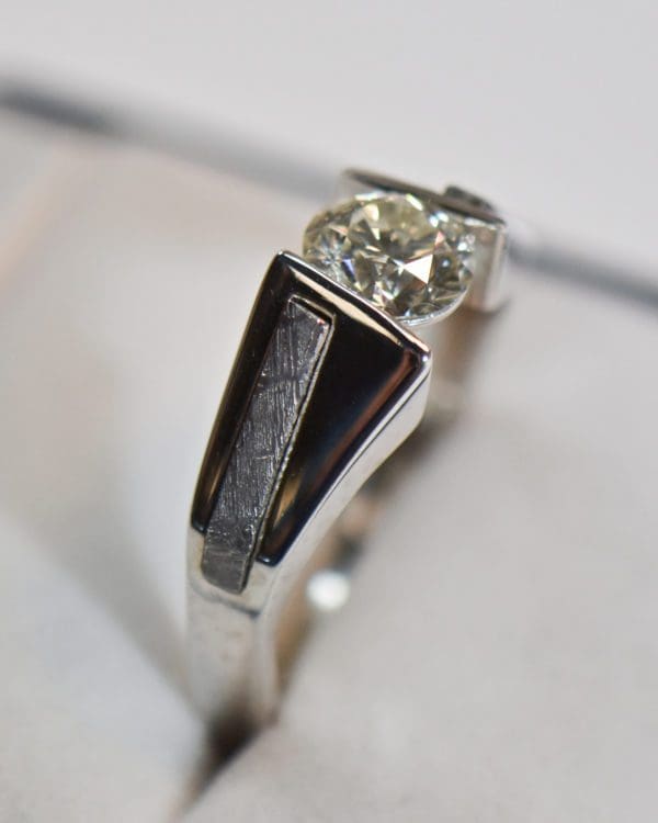 seans custom mens diamond ring with meteorite inlay 4