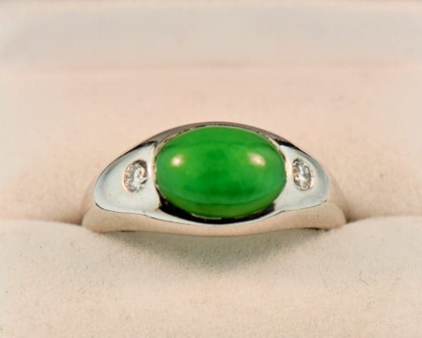 vintage platinum jade mens ring green jadeite jade and diamonds