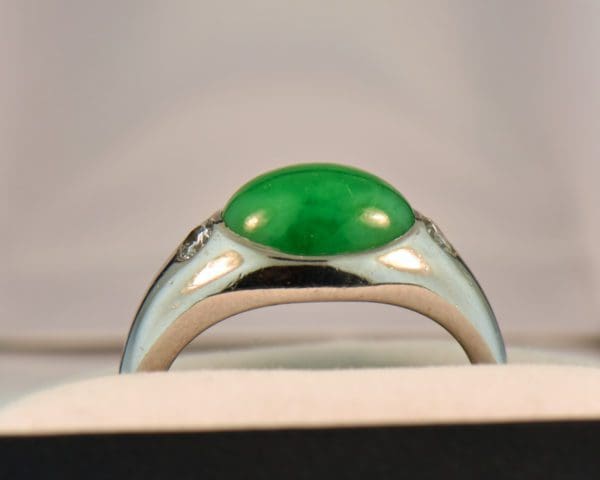 vintage platinum jade mens ring green jadeite jade and diamonds 2