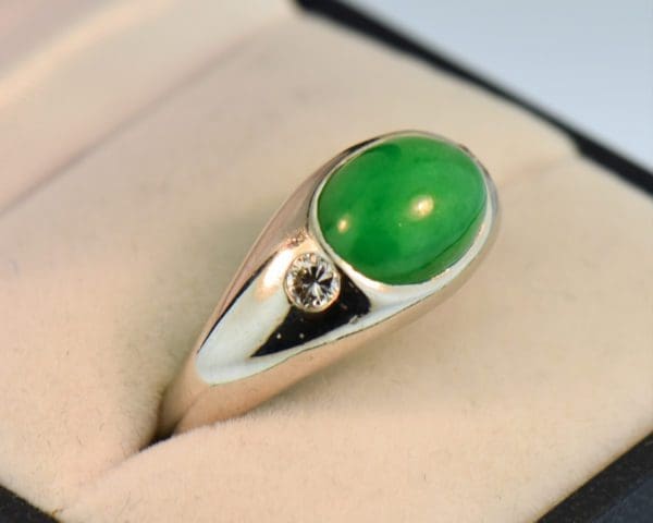 vintage platinum jade mens ring green jadeite jade and diamonds 4