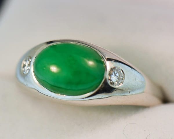 vintage platinum jade mens ring green jadeite jade and diamonds 5