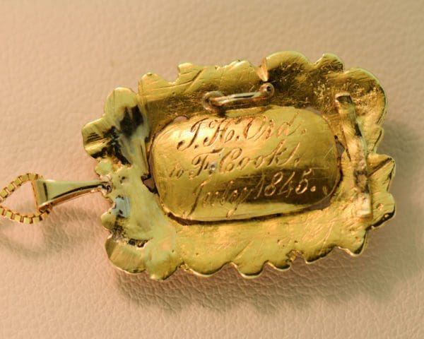 antique georgian cabochon garnet and floral gold pendant 4