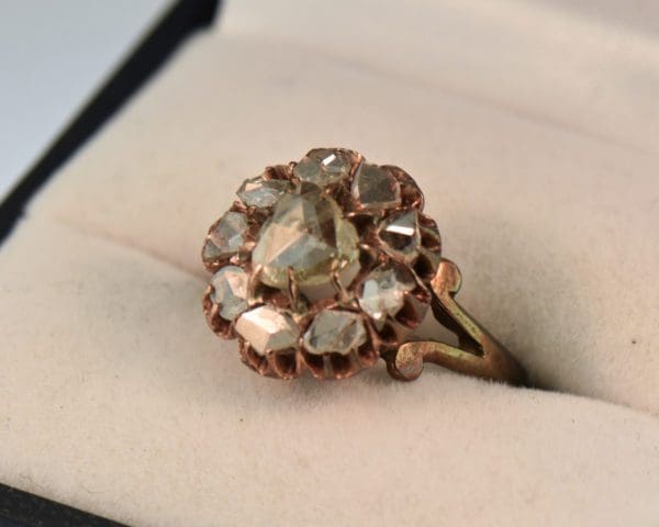 antique rose gold rose cut diamond cluster ring 2