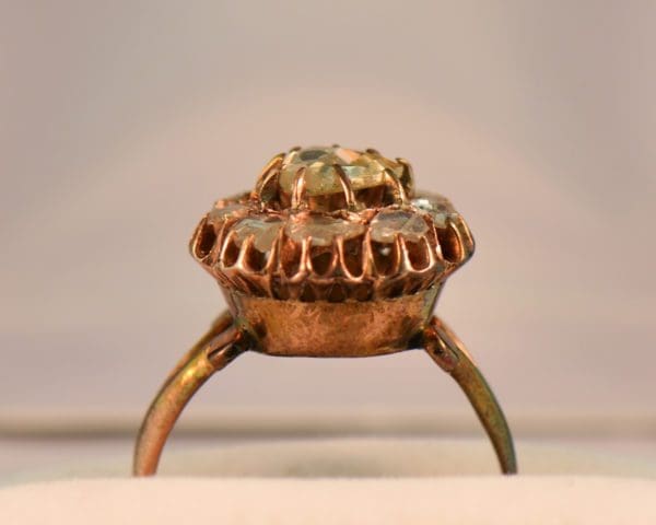 antique rose gold rose cut diamond cluster ring 3