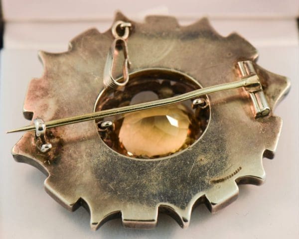 antique scottish agate pebble brooch with cairngorm citrine and agate inlay 4