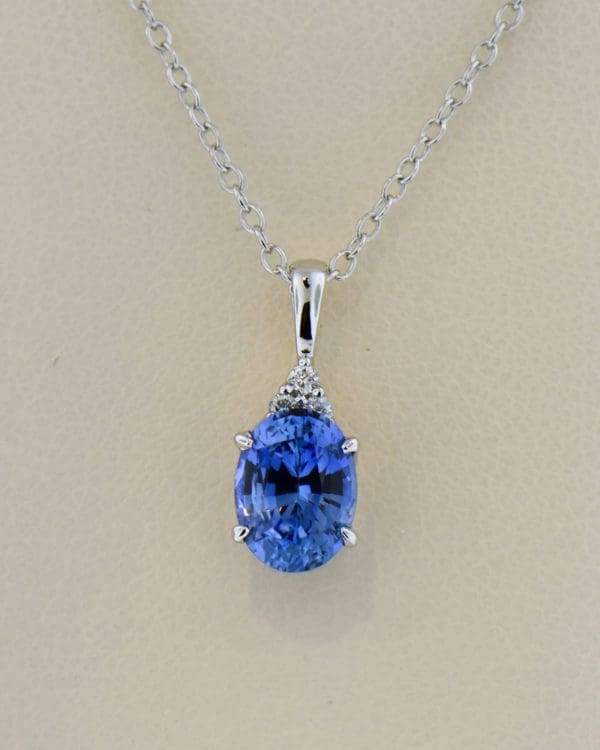 ceylon cornflower sapphire and diamond white gold pendant