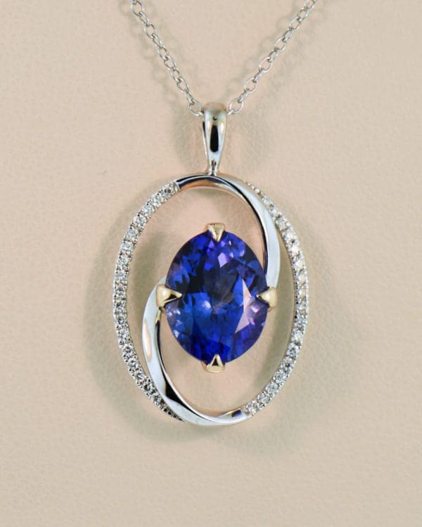 custom oval swirl pendant with gem grade 4ct tanzanite 2