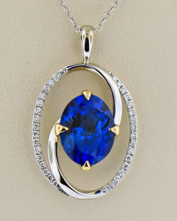 custom oval swirl pendant with gem grade 4ct tanzanite 5