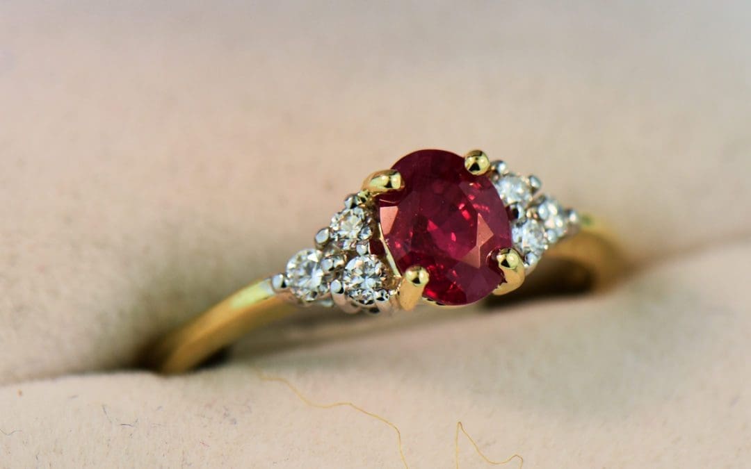 estate dainty twotone gold and burma ruby ring