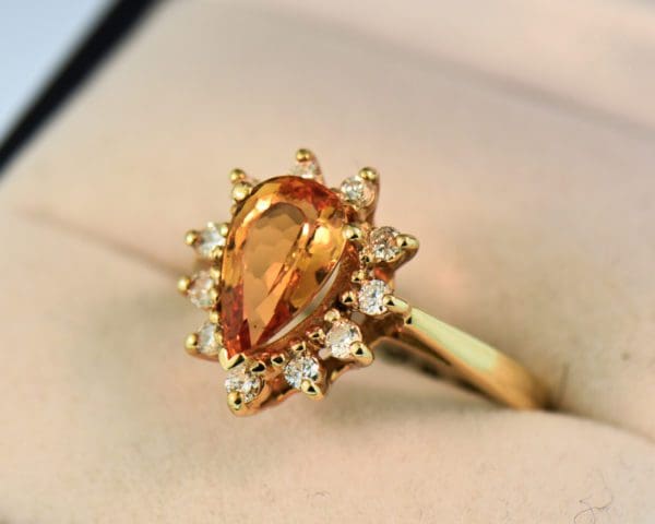 estate pear shape precious topaz and diamond halo ring 5