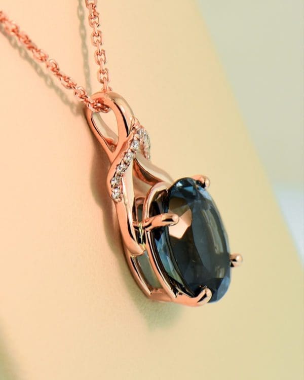 london blue topaz rose gold pendant 2