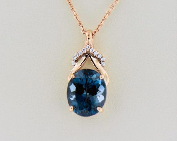 london blue topaz rose gold pendant 3