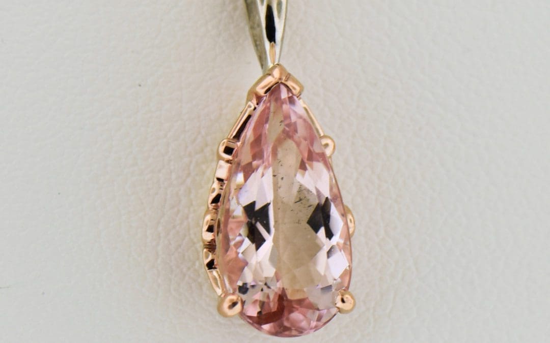 pear shape morganite solitaire pendant rose and white gold