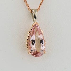 pear shape morganite solitaire pendant rose and white gold