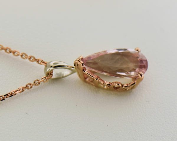 pear shape morganite solitaire pendant rose and white gold 2