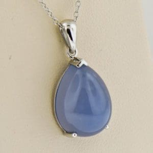 periwinkle blue chalcedony pendant in white gold