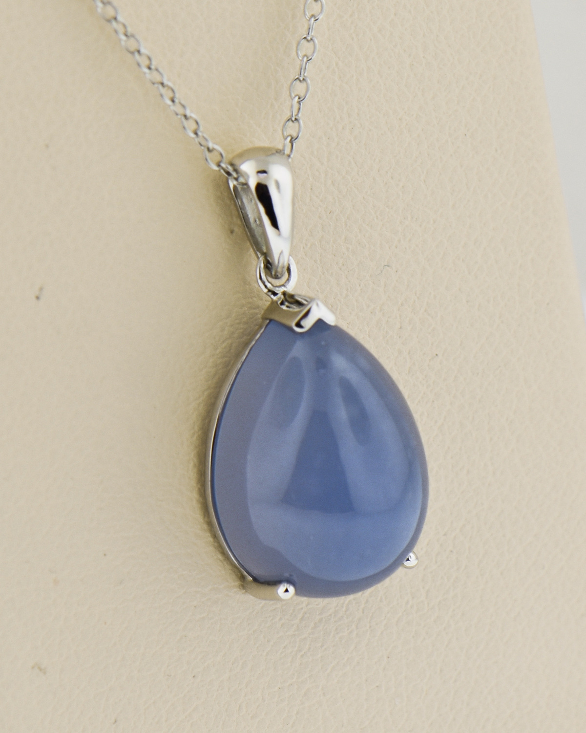 Blue Chalcedony Teardrop Necklace - Lucia Gemstone Silver Pendant