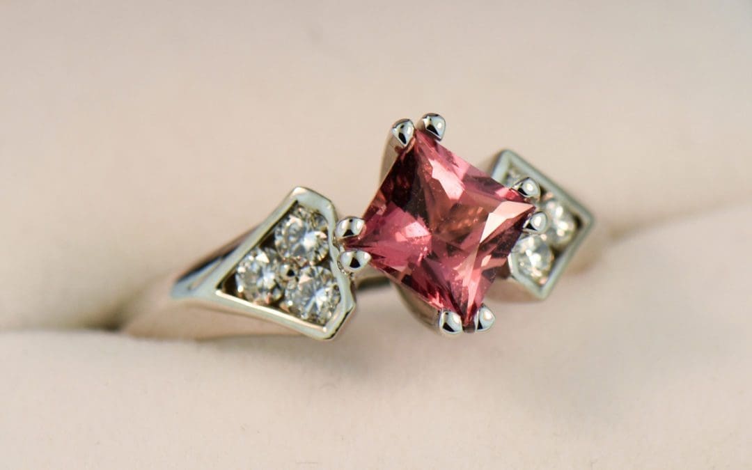 princess cut orange african padparadscha sapphire engagement ring