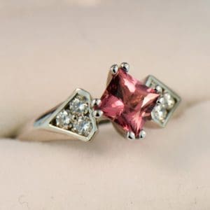 princess cut orange african padparadscha sapphire engagement ring