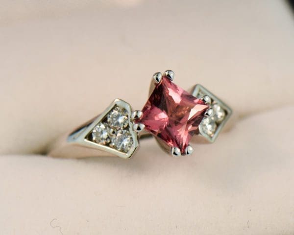 princess cut orange african padparadscha sapphire engagement ring