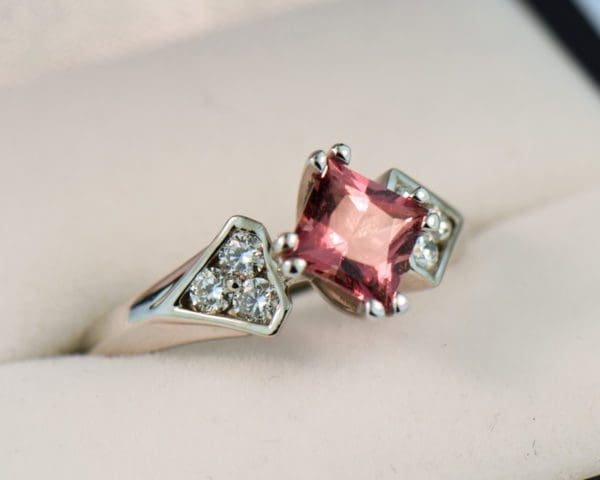 princess cut orange african padparadscha sapphire engagement ring 3