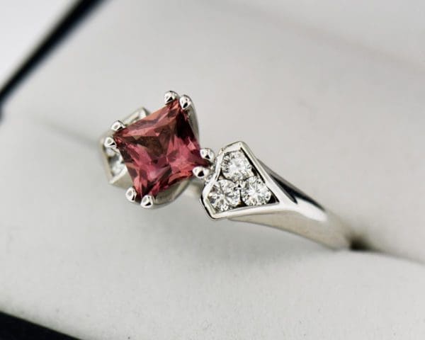 princess cut orange african padparadscha sapphire engagement ring 4