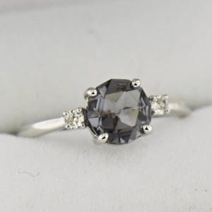 rose cut lavender grey spinel engagement ring