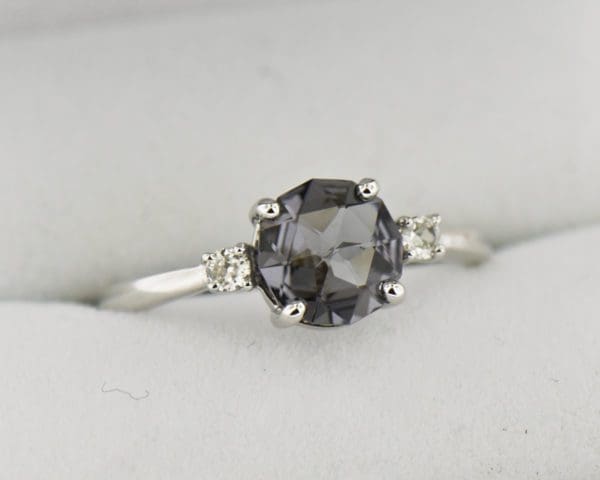 rose cut lavender grey spinel engagement ring