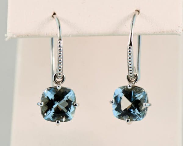 solitaire aquamarine drop earrings in white gold