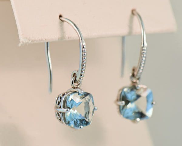 solitaire aquamarine drop earrings in white gold 2