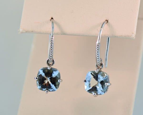 solitaire aquamarine drop earrings in white gold 3