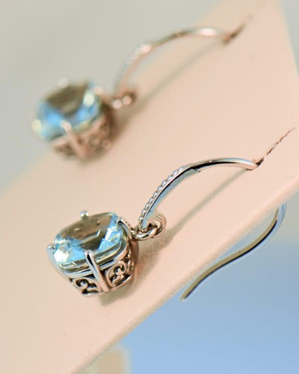 solitaire aquamarine drop earrings in white gold 4