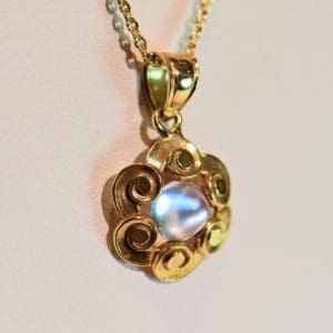 moonstone stickpin conversion pendant with blue sheen