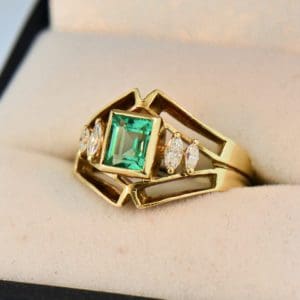 vintage french emerald and diamond ring