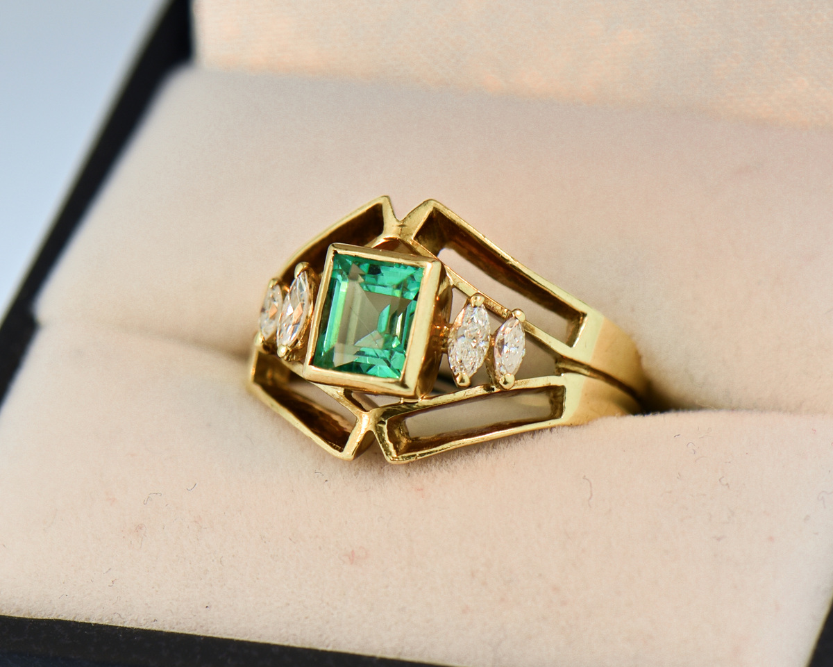 Vintage Wedding Ring Set, Oval Emerald Ring Rose Gold Promise Antique Emerald  Ring | Benati