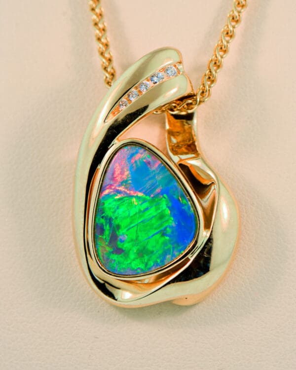 amazing large australian opal doublet gold pendant