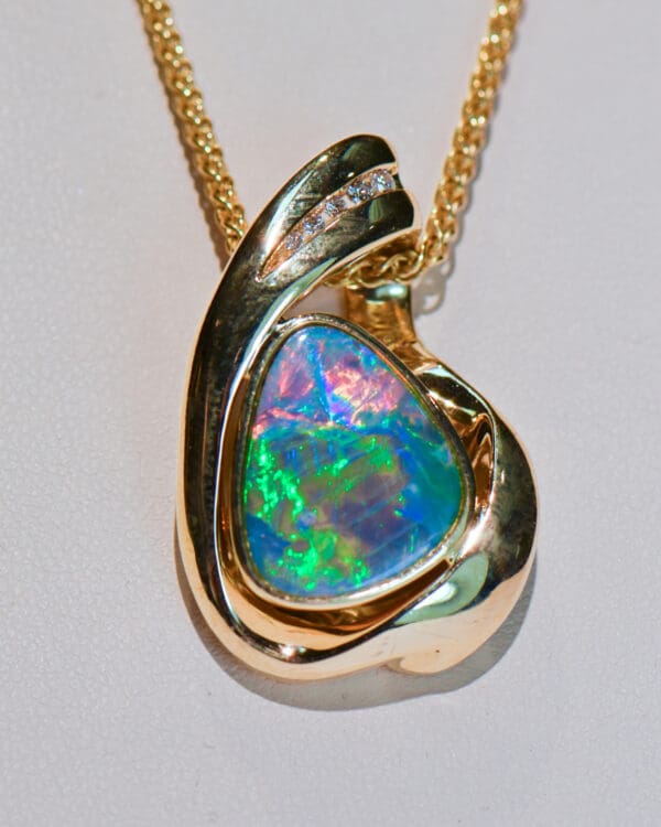 amazing large australian opal doublet gold pendant 4