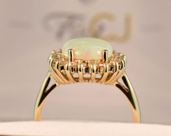 classic australian opal and diamond diana style halo ring 3
