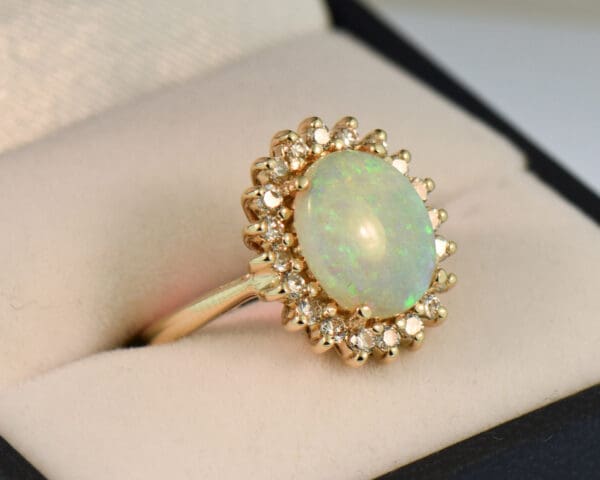 classic australian opal and diamond diana style halo ring 4