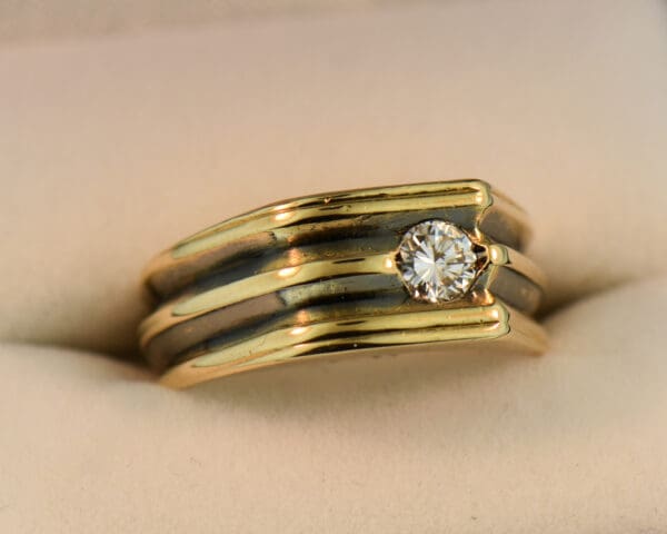 estate mens ring with diamond and black rhodium