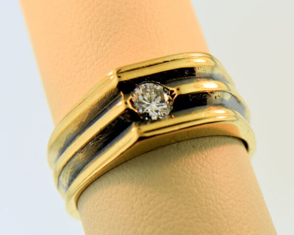 estate mens ring with diamond and black rhodium 2
