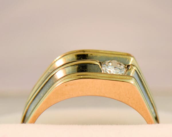 estate mens ring with diamond and black rhodium 3
