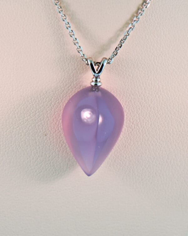 lavender chalcedony pendant in white gold