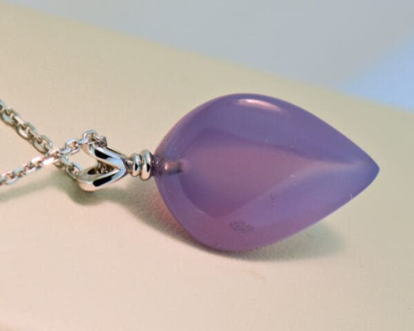 lavender chalcedony pendant in white gold 3