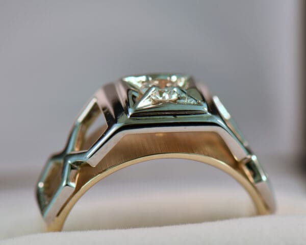 mid century vintage mens diamond ring twotone gold 4