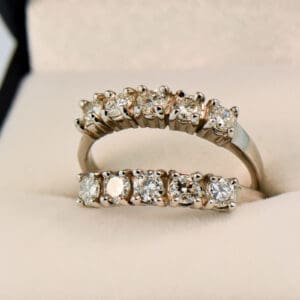 old european cut diamond framing bands two 5 stone diamond bands