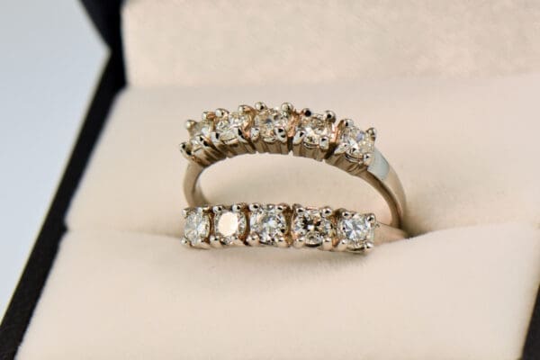 old european cut diamond framing bands two 5 stone diamond bands